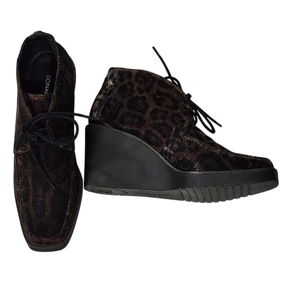 Donald Pliner Dakota Shimmer Womens Leopard Print Lace Up Wedges Size US 6 M - Picture 8 of 13